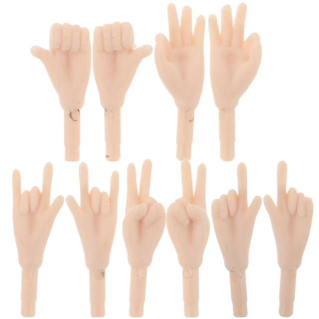 Shisuyan 5 Pairs Doll Hands for Doll Making Fake Hand Parts DIY Doll Little Finger Craft Hand Parts Plastic Mini Hand Connector Joints Doll Hand Set Accessories Beige