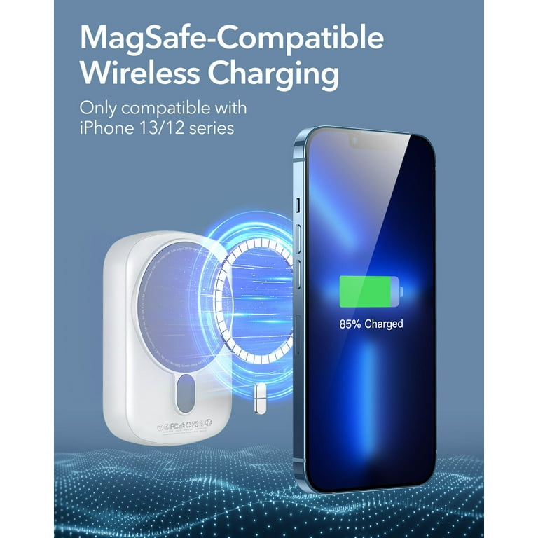 ESR Cargador portátil para iPhone, batería MagSafe de 10,000 mAh delgada  con cable USB-C, banco de energía inalámbrico Magsafe para iPhone 15/15