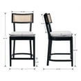 thumbnail image 2 of Dayalane 26" Rattan Back Counter Height Bar Stools Set of 2, Mid Century Wooden Kitchen Island Chairs with Footrest and Removable Cushion, Modern Barstools for Restaurant Bar, Black, 2 of 10