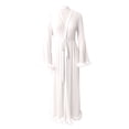 thumbnail image 3 of DuoJiaJ Lace Trim Kimono Robe Sheer Cover Up Lingerie Nightgown With Tie Belt For Boudoir Sleepwear Womens Sleepwear White XS, 3 of 4