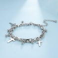 thumbnail image 4 of BYNNIX Stainless Steel Crosses Layered Bracele Sophisticated Double Layer Bracelet with Crosses Charm Stylish Wrist Chain Charm, 4 of 14