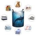 thumbnail image 4 of Sikiie Ocean Dolphin Fish School Print Round Dirty Clothes Basket, Waterproof Standing Foldable Storage Basket, for Laundry Room, Bedroom, Bathroom Storage-Medium, 4 of 6