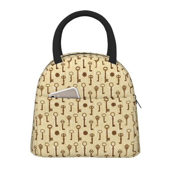 Fotbe Vintage Keys Bolsa de Almuerzo con Estampado, Lonchera Aislada, Contenedor de Comida Reutilizable Tipo Cooler a Prueba de Fugas