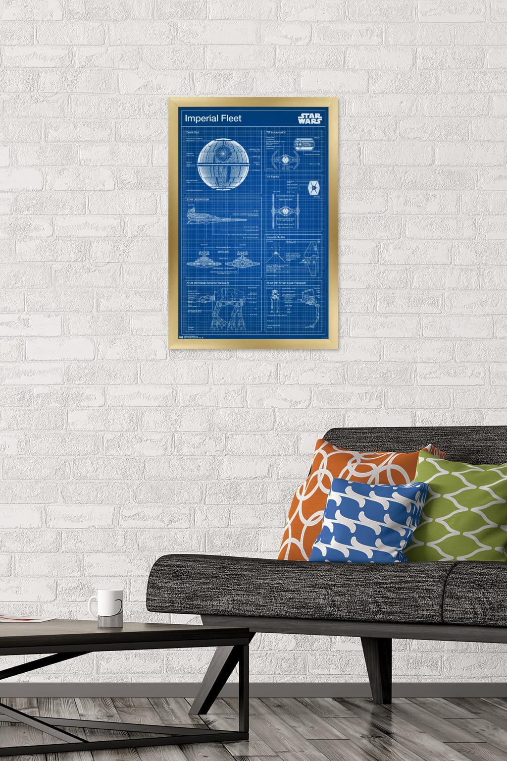 Star Wars: Saga - Imperial Blueprint Wall Poster, 14.725" x 22.375", Framed