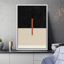 PixonSign Framed Canvas Wall Art Geometric Art Deco Red Black Color Block Abstract Print Minimalism Contemporary Nordic Calm Decoration for Living Room, Bedroom, Office - 24"x36" White