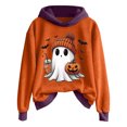 thumbnail image 2 of GuzomFashion Womens Purple Hall-oween Hoodie - Ghost Pumpkin Bat Graphic, 100% Polyester Long Sleeve, Relaxed Fit Asymmetrical Hem, Size S-XXXXXL,Size 4XL, 2 of 5