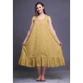 thumbnail image 3 of Bimba Light Peach2 Leaves Yellow Mustard Printed Cotton Nightgowns For Women Sleeveless Gown Sleepwear Maxi Dress X-Large, 3 of 6