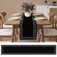 thumbnail image 6 of Black Textured Table Runner 72 Inches Long, Farmhouse Country Woven Striped Cotton Linen Table Runners Dresser Scarves, Decorative Fabric Tabletop Scarf Furniture Cover for Home Dinner Party 13"x72", 6 of 9
