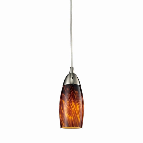 Elk Home Milan 3'' Wide 1-Light Pendant - Satin Nickel with Espresso Glass