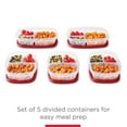 thumbnail image 2 of Rubbermaid Easy Find Lids 5 Pack Meal Prep Containers with 3 Compartments, Red, 5.1 Cups, 2 of 6