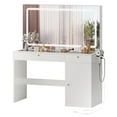 thumbnail image 4 of DWVO LED Lighted Mirror, Power Outlet, Drawers and Cabinet, Makeup Vanity Table, White, 4 of 12