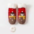 thumbnail image 4 of Kids Socks Christmas Cartoon Fuzzy Warm Fleece Non Slip Winter Slipper Socks Red 0-2 Years, 4 of 4