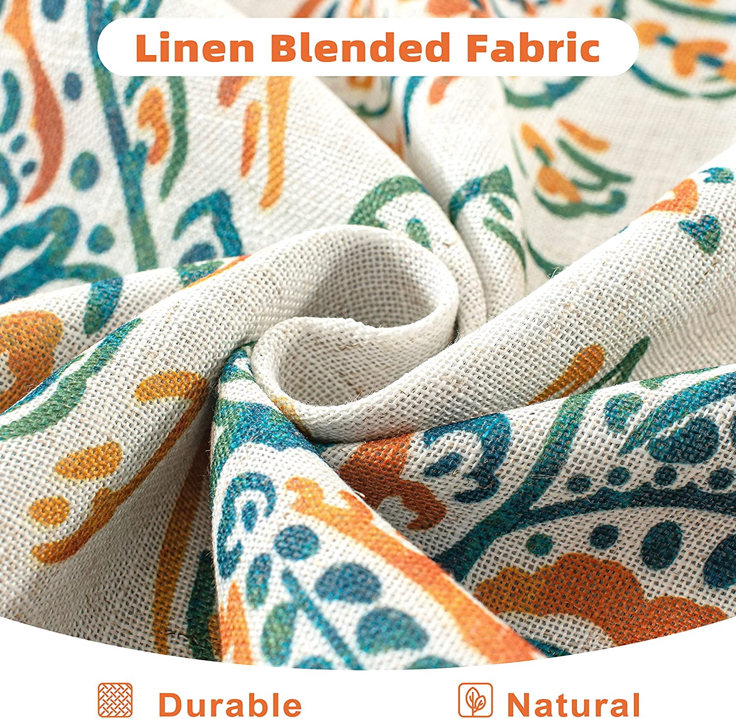 DriftAway Jacob Linen Blend Blackout Valance for Kitchen 18 Inch Length Scroll Floral Paisley Printed Lined Rod Pocket Room Darkening Window Curtain Valance for Living Room 52x18 Inch Orange Sage
