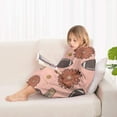 thumbnail image 4 of Pink Football and Drinks Pattern Blanket Hoodies for Kids 6-13YR Oversize Wearable Blanket Hoodies for Boys Girls Teens, 4 of 7