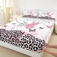 thumbnail image 3 of jejeloiu Cartoon Cute Butterfly Full Size Sheets,Leopard Cheetah Pattern Bed Sheets,Pink Sequin Print Sheet Sets For Kids,Microfiber Bedroom Decor,4-Piece, 3 of 7
