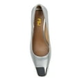thumbnail image 4 of FSJ Women Graceful Two-Tone Kitten Low Heels Pumps Slip On Square Cap Closed Toe Casual Office Work Comfort Dress Shoes Size 10.5 Silver, 4 of 5