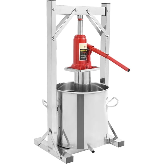 Fruit Press, 3.2 Gallon Food Grade Stainless Steel Cider Press with Hydraulic Jack Manual Grape Wine Making Supplies and Equipment Fruit Crusher for Home, Restaurants