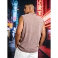 thumbnail image 4 of 2PCS Mens 100% Cotton Oversized Washed Distressed Tank Tops Gray + Coffee Crew Neck Sleeveless Tee, 4 of 8