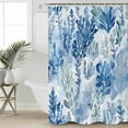 thumbnail image 2 of Small Stall Shower Curtain 48x72 Inch Narrow Half Size Blue Botanical Bath Curtains Bathroom Decor Watercolor Leaf Pastoral Waterproof Fabric Shower Curtain Set with Hooks 48 Inch, 2 of 6