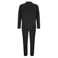 thumbnail image 4 of Dezsed Men's 2 Piece Outfits Casual Solid Color Zipper Long Sleeve Turndown Collar Sweatshirts and Sweatpants Set Tracksuit Black L, 4 of 5