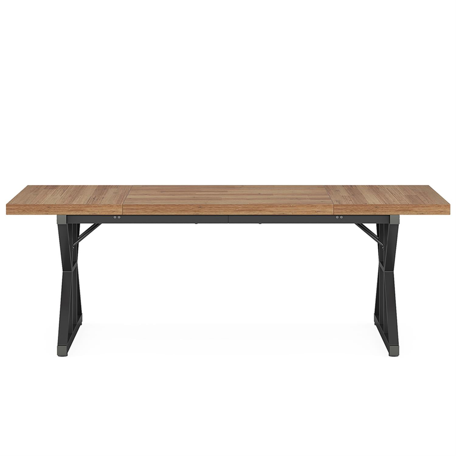 Demi Bonn 71" Farmhouse Dining Table, Wood Rustic Kitchen Table for 6 People, Large Rectangular Dinner Table for Dining Room, Home Office, Living Room Furniture, Walnut & Black