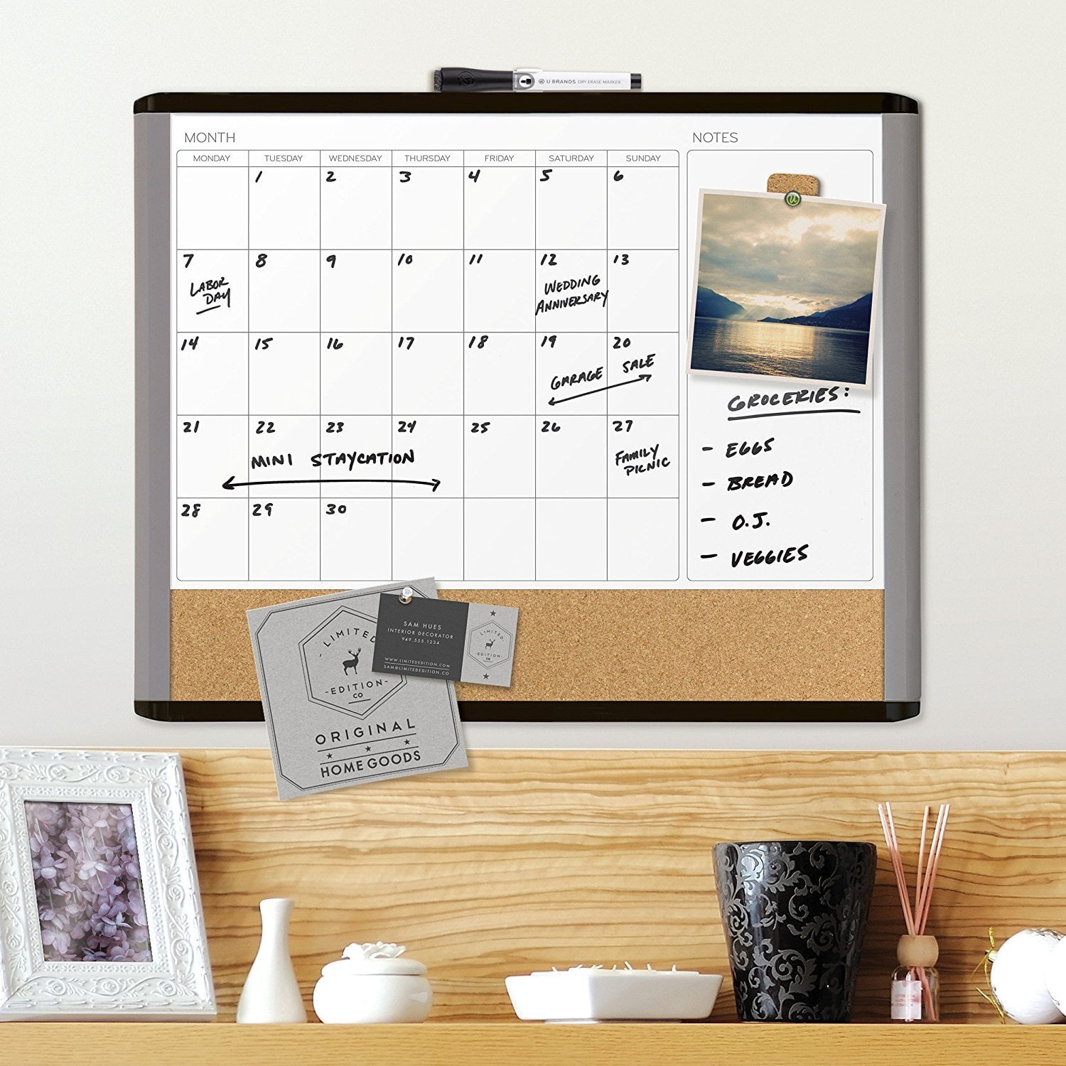 20 X 16-Inch Black and Grey Frame U Brands Mod Cork Bulletin Board