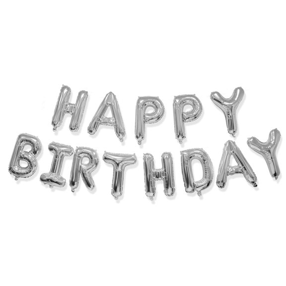 Way To Celebrate!  "Happy Birthday" Balloon Banner Silver