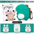 thumbnail image 2 of Paquete de 2 fundas para Airpods 1 y 2, lindas fundas 3D Kawaii de silicona suave con forma de animal, divertidas y geniales caricaturas de Boba Tea, vaca y dinosaurio, funda para Apple Airpod con, 2 of 5