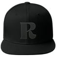 thumbnail image 2 of Daxton Classic Snapback Hat 3D Capital Alphabet Letters Flat Bill Visor Cap, Monotone Black Hat Black Letter R, 2 of 3