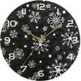 thumbnail image 5 of GZHJMY Black Snowflake Wall Clock, Silent Non Ticking Battery Operated Creative Decorative Round PVC Clock for Kitchen, Living Room, Bathroom, Home School Office Decor, 10 Inch, 5 of 7