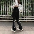 thumbnail image 2 of Pantalones vaqueros acampanados Y2K para mujer, ropa de calle, pantalones vaqueros de pierna ancha con vendaje, pantalones casuales holgados con cordones y cintura alta estilo Harajuku coreano, 2 of 4