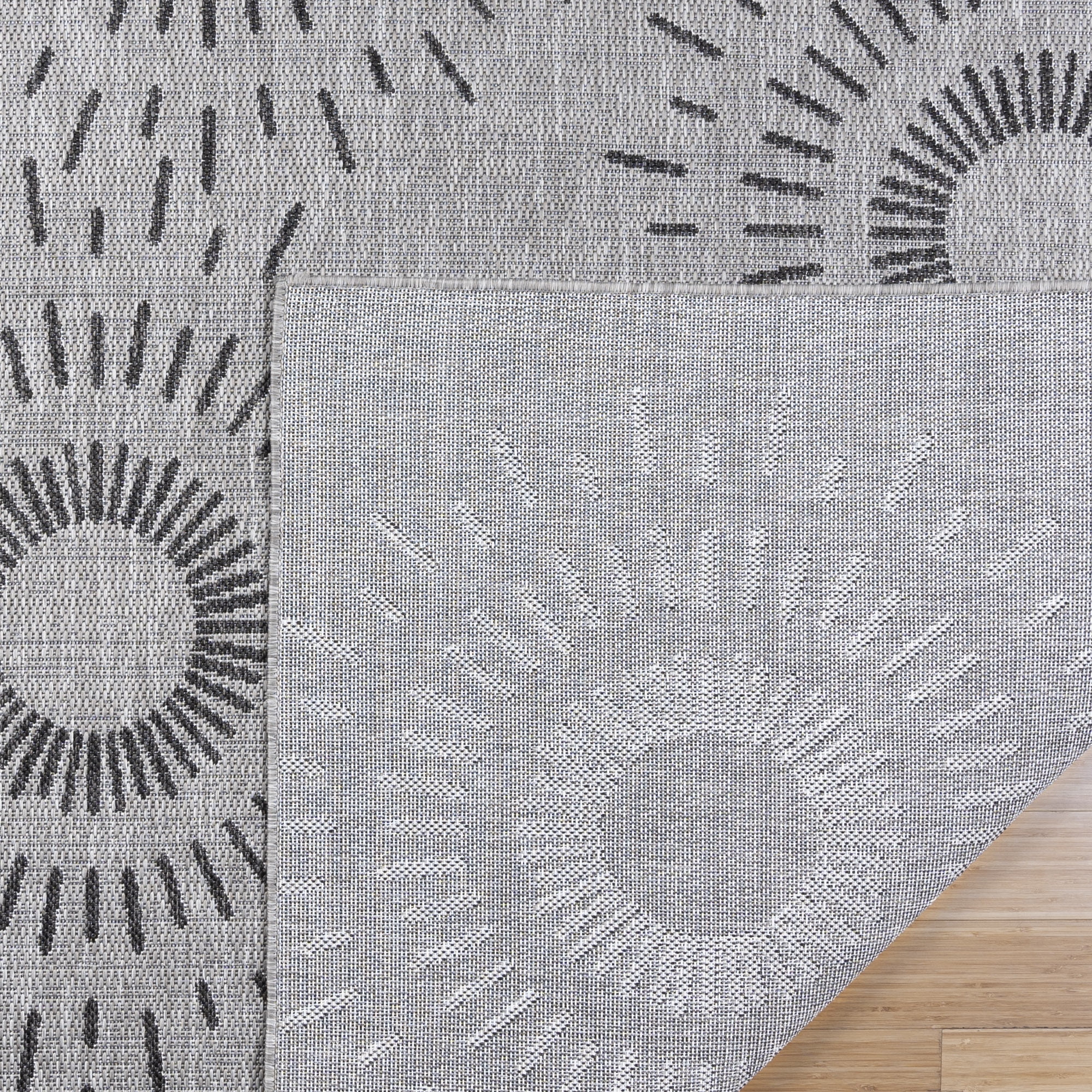 Savara Ziba Indoor/ Outdoor Polypropylene Gray Flat Weave Area Rug, 8x10