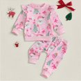 thumbnail image 2 of NOLDARES Toddler Baby Girl Clothes Fall Winter Outfits Infant Girl Long Sleeve Top and Pants 2pcs Clothing Set(Red,3-6 M), 2 of 5