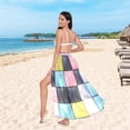 thumbnail image 6 of FORMRS Womens Long Sarong Beach Wrap Semi-Sheer Bikini Skirt Bathing Swimsuit Cover Up, Gray Checkered Pattern, 6 of 7