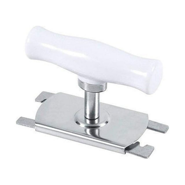 TIMIFIS Bottle Opener Jar Opener, a kitchen utensil with ergonomic white plastic handle and durable stainless steel construction. Ideal for seniors with arthritis, it adjusts to fit jar lids from 0.98 to 3.93 inches. Features a gear mechanism for effortless opening.