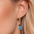 thumbnail image 3 of Gem Stone King 18K Yellow Gold Plated Silver Swiss Blue Topaz and Blue Sapphire Dangle Earrings for Women with Lab Grown Diamond (5.23 Cttw, Oval 9X7MM), 3 of 6