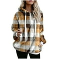 thumbnail image 2 of Wancir Womens Sherpa Pullover Hoodie with Pockets Fuzzy Fleece Sweatshirt Buffalo Plaid Fluffy Coat, 2 of 3