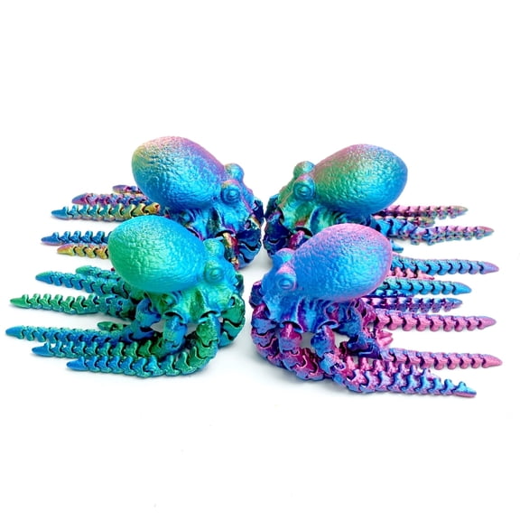 4pcs 3D Printed Octopus,Articulated Models,Flexible Joint Animal Figurines, 3D Printing Stuff Cheap,Stress Relief, Fidget restlessness, ADHD Toys, Surprise Fantasy Gifts