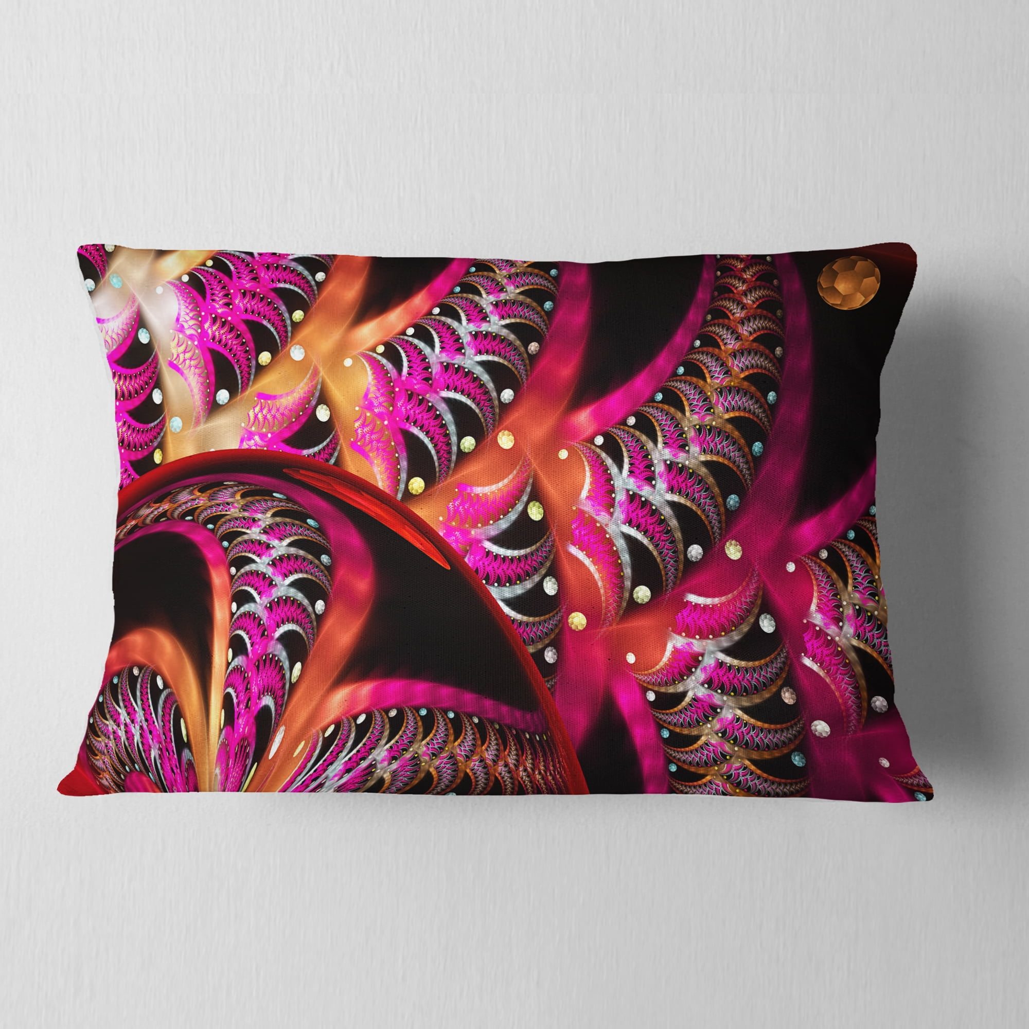 Designart 12" x 20" Multi-color Polyester Throw Pillow
