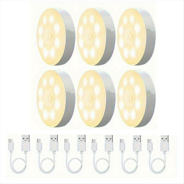 Paquete de 6 Luces LED con Sensor de Movimiento, Recargables por USB, para Armario Interior, Iluminación de Inducción A Batería para el Hogar.A