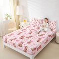 thumbnail image 3 of Manfei Vintage Western Cowgirl Full Size Sheets For Girls,Pink Bowknot Print Bed Sheets For Kids,4 Pieces, 3 of 6