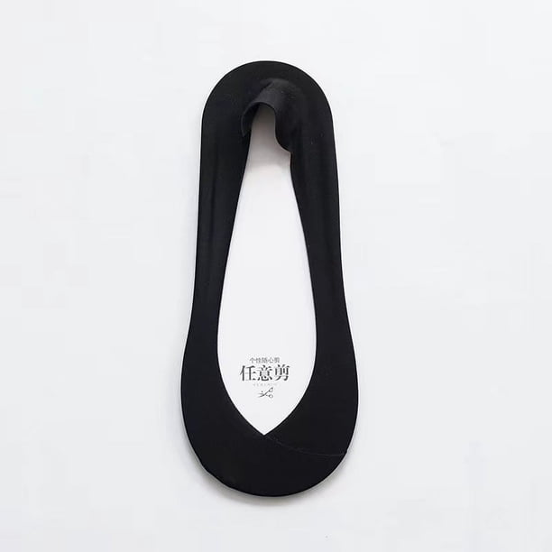 Zhuge 6 pares de calcetines invisibles para mujer, antideslizantes, de corte bajo, con forro invisible para uso informal y formal, suaves y elásticos, color negro