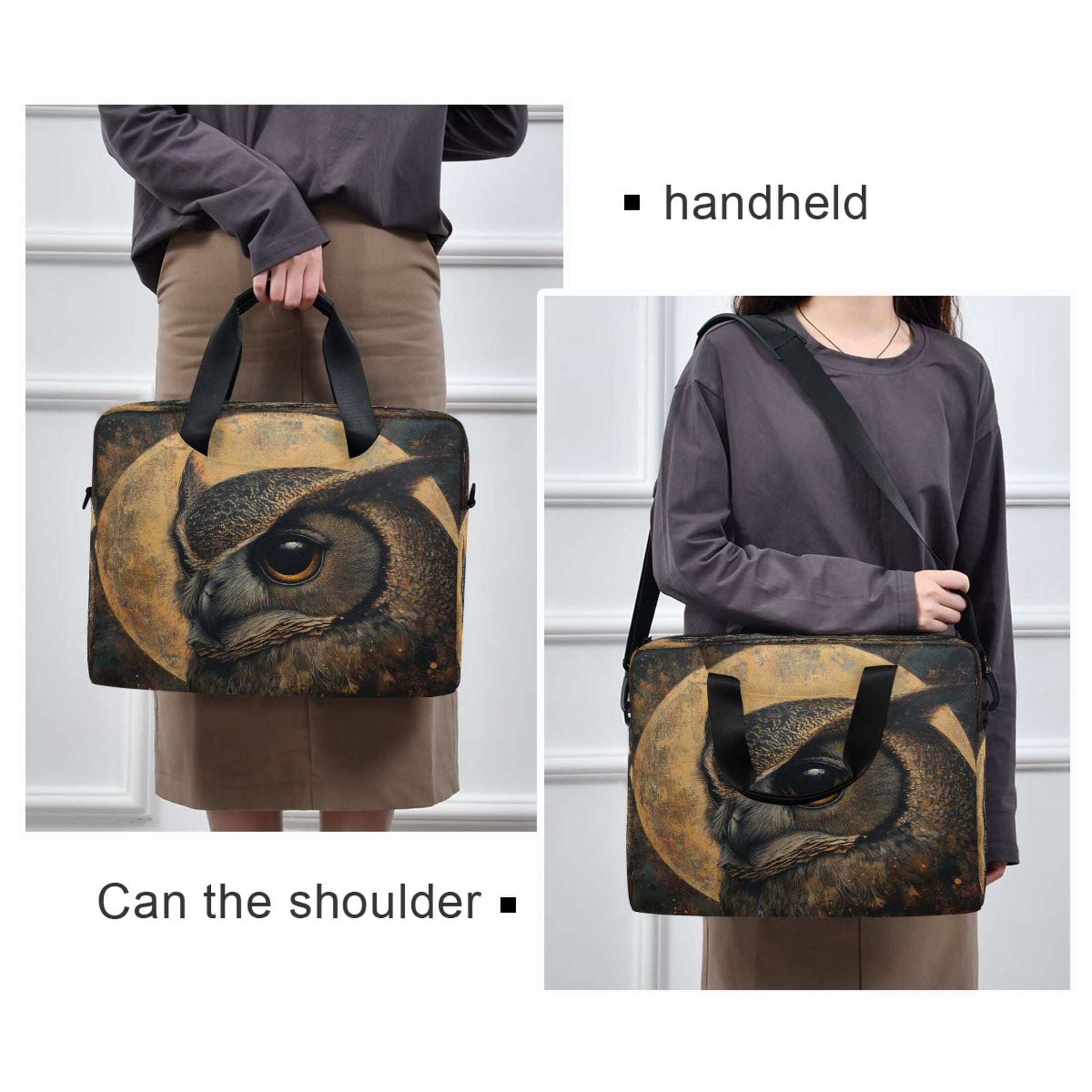 Laptop Bag Laptop Briefcase 15.7 x 3 x 11.8 Inches Laptop Bag Briefcases Laptop Storage Travel Laptop Bag Work Laptop Bag Owl under The Moon