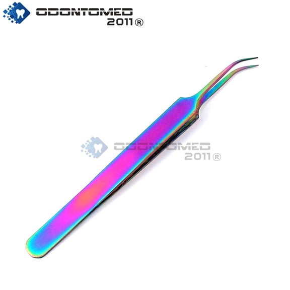 OdontoMed2011® Stainless Steel Jeweler Style Tweezers #8a Multi Titanium Rainbow Color Fine Point Jewelry-making, Laboratory Work