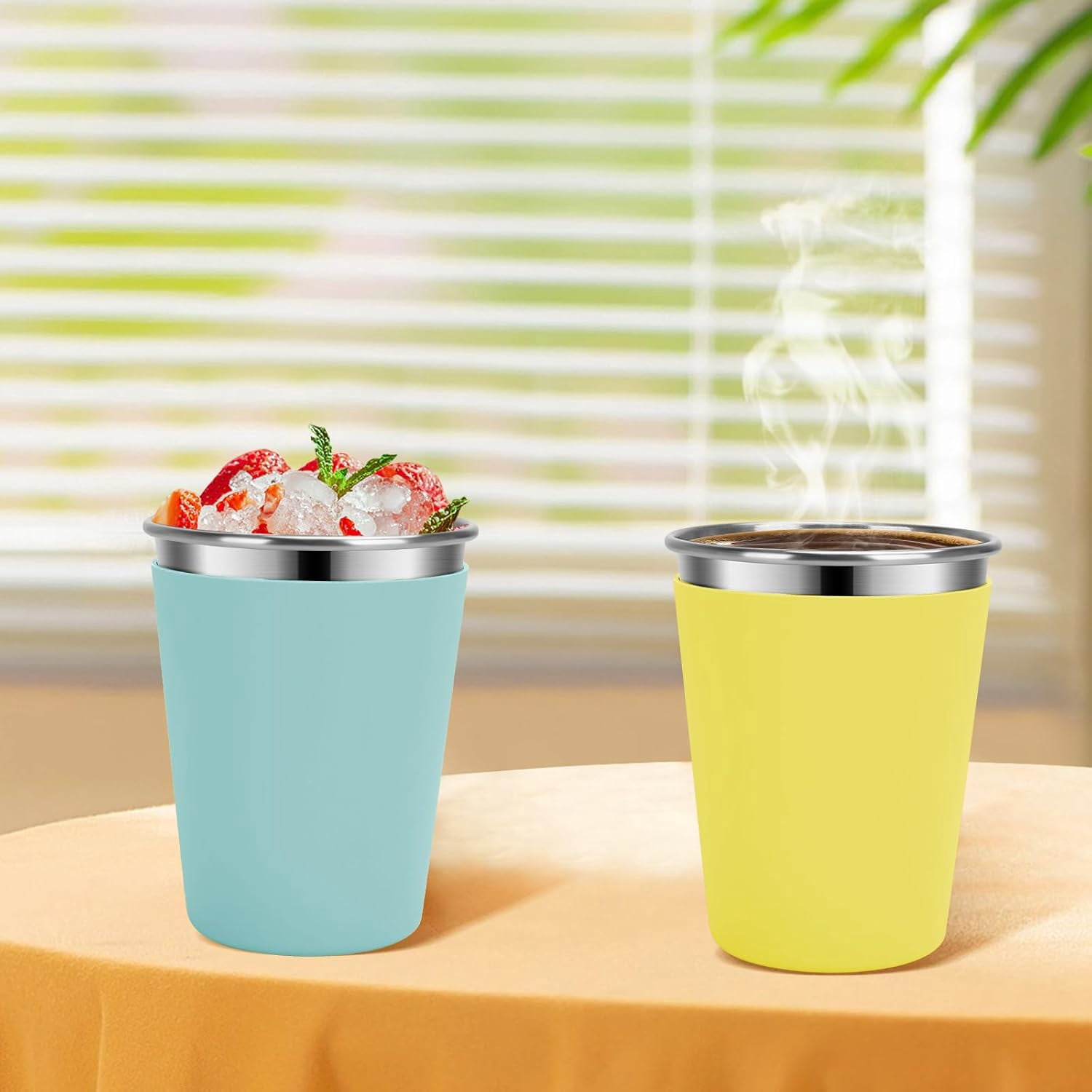 Kids Cups with Straws and Lids Leak Proof, 12oz Sippy Cups for Toddlers 1-3 No Spill, 4 Pack Toddler Cup Spill Proof Stainless Steel Kids Cup with Lids for School, Outdoor