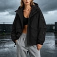 thumbnail image 5 of Plus Size Rain Jackets for Women Waterproof Loose And Hooded Windproof Outdoor Mountaineering Water- Full-zip Parka Casual Jacket, 5 of 8