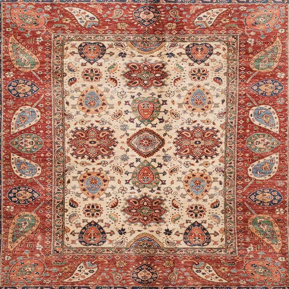 Ahgly Company Indoor Square Abstract Brown Oriental Area Rugs, 6' Square