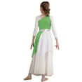 thumbnail image 2 of Miutii Kids Girls Liturgical Praise Lyrical Dance Dress Color Block One Shoulder Worship Church Dress Tunic Dancewear Light Green 12, 2 of 7
