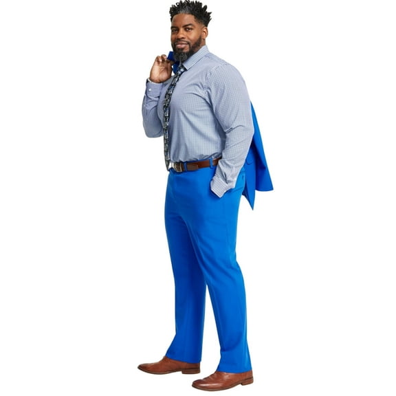 Tayion Mens Classic fit Dress Pants 38 / 32 Bright Blue Solid