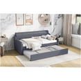 thumbnail image 4 of Upholstered Twin Daybed with Trundle, Sofa Bed with USB Charger and Sturdy Frame, 4 of 10